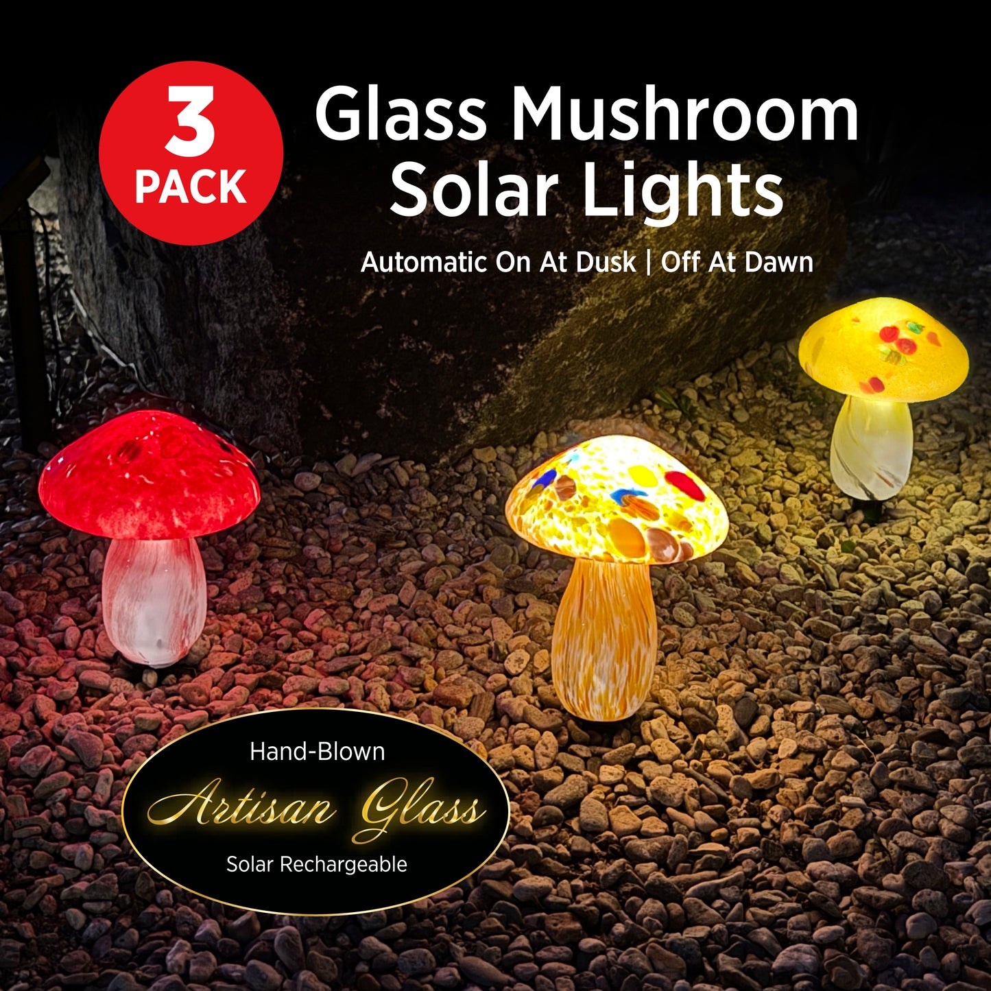 3 Pack Mushroom Landscape Lights