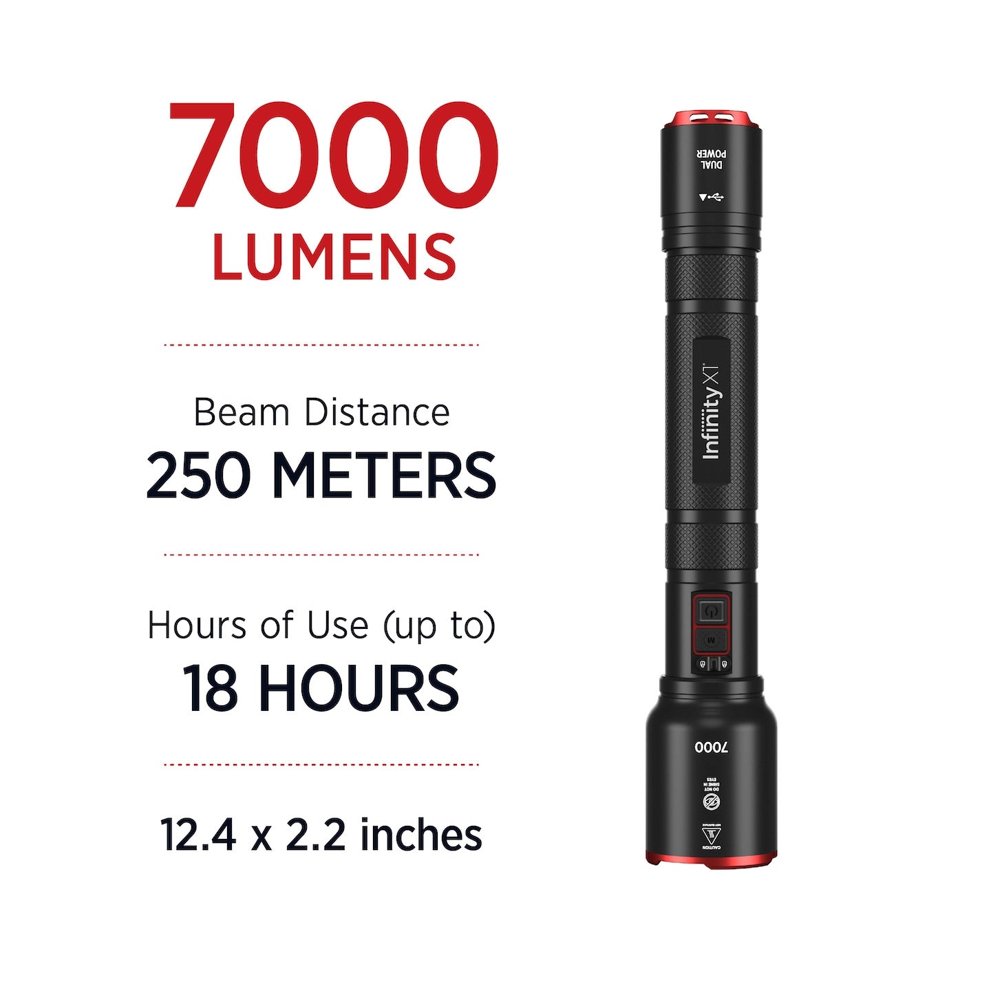 Infinity X1 flashlight with 7000 lumens bright light